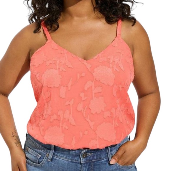 torrid Tops - Sophie Clip Chiffon Swing Cami-Deep Sea Coral